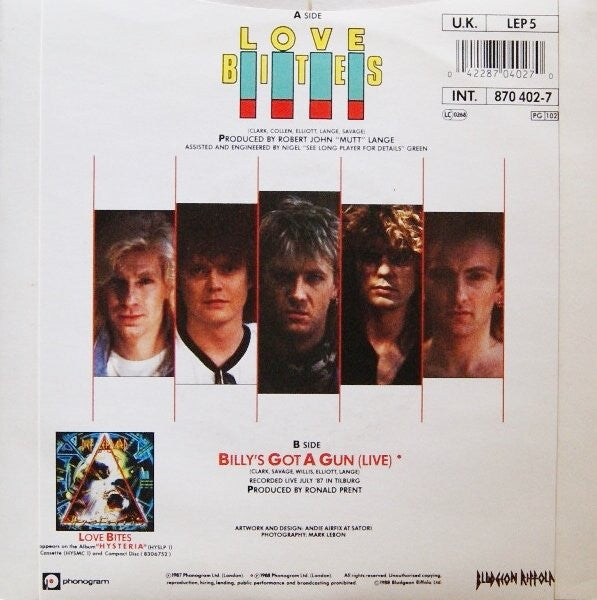 Def Leppard - Love Bites - Used Vinyl Record 7" image 2