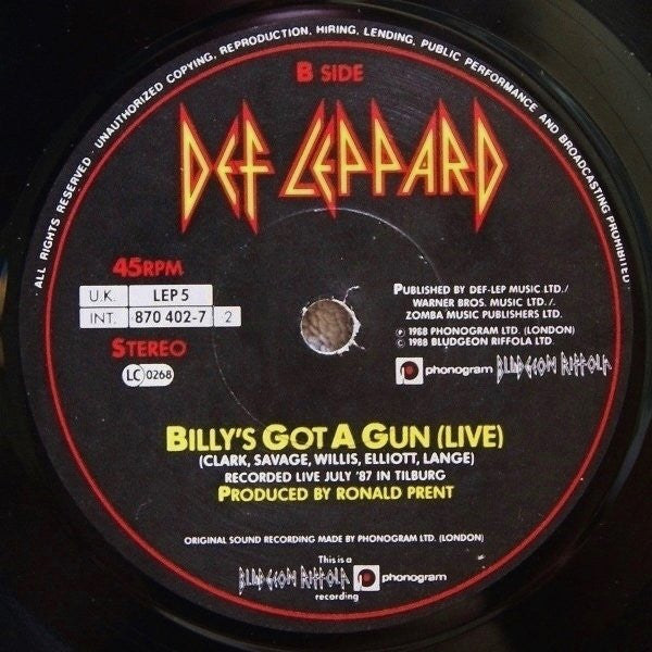 Def Leppard - Love Bites - Used Vinyl Record 7" image 4
