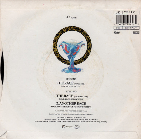 Yello - Race - Used Vinyl Record 7" image 2