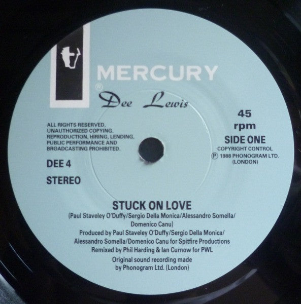 Dee Lewis - Stuck On Love - Used Vinyl Record 7" image 3
