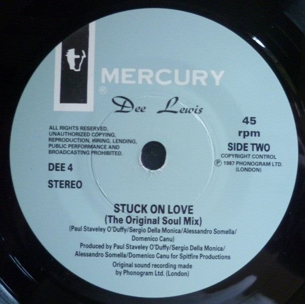 Dee Lewis - Stuck On Love - Used Vinyl Record 7" image 4