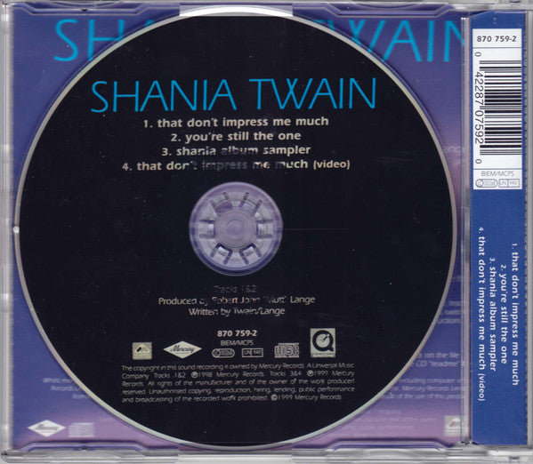 Shania Twain - That Don't Impress Me Much - Used CD image 2