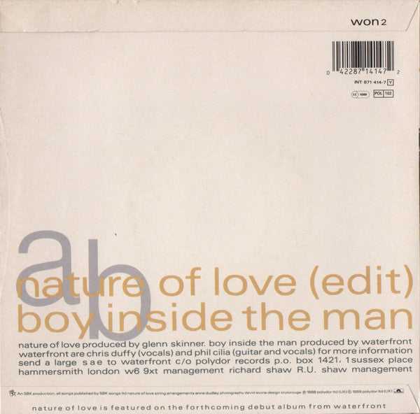 Waterfront - Nature Of Love - Used Vinyl Record 7" image 2