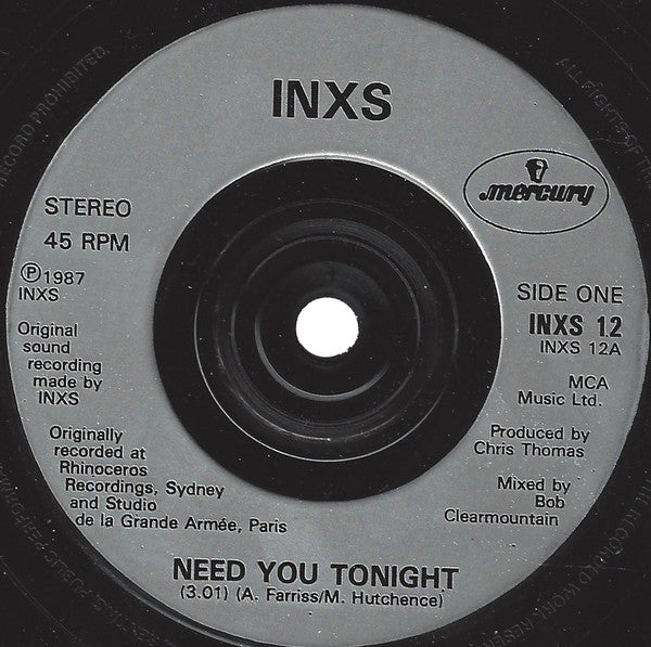 INXS - Need You Tonight - Used Vinyl Record 7" image 3