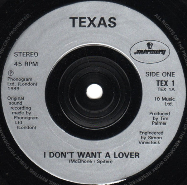 Texas - I Don't Want A Lover - Used Vinyl Record 7" image 3