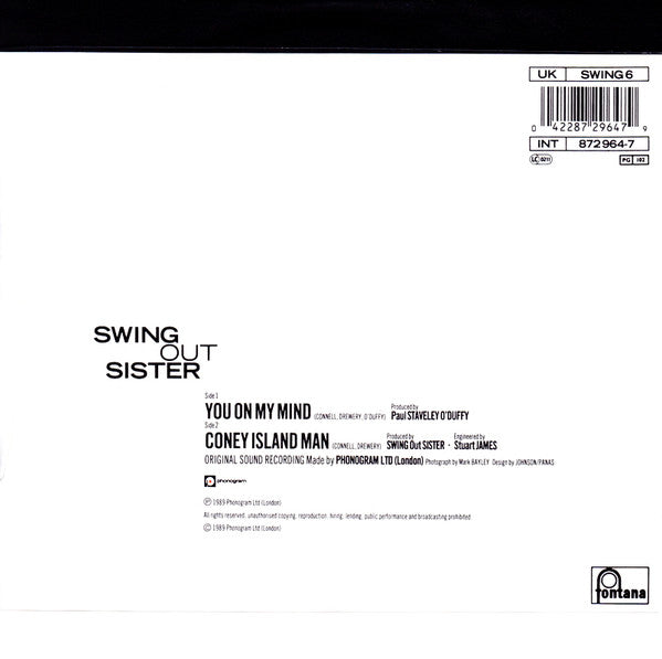 Swing Out Sister - You On My Mind - Used Vinyl Record 7" image 2