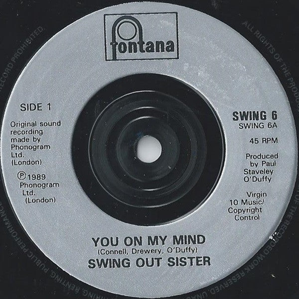 Swing Out Sister - You On My Mind - Used Vinyl Record 7" image 3