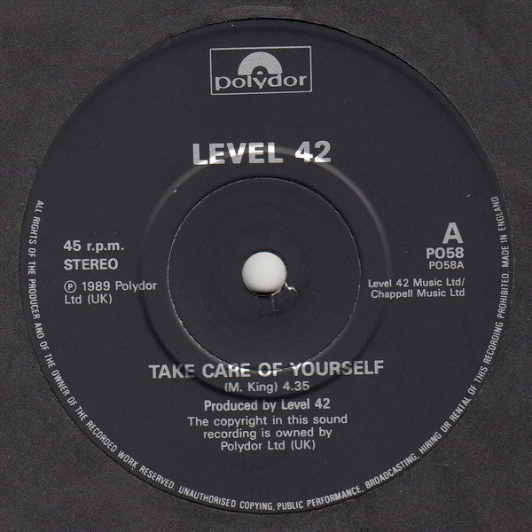 Level 42 - Take Care Of Yourself - Used Vinyl Record 7" image 3