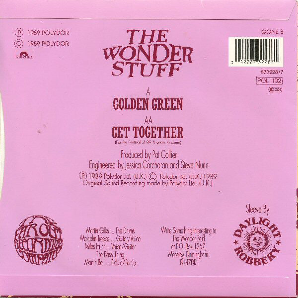 Wonder Stuff - Golden Green / Get Together - Used Vinyl Record 7" image 2