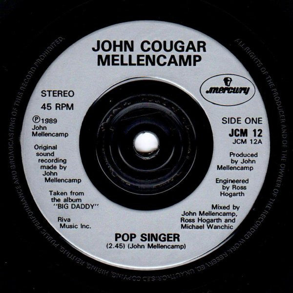 John Cougar Mellenca - Pop Singer - Used Vinyl Record 7" image 7