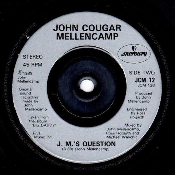 John Cougar Mellenca - Pop Singer - Used Vinyl Record 7" image 8