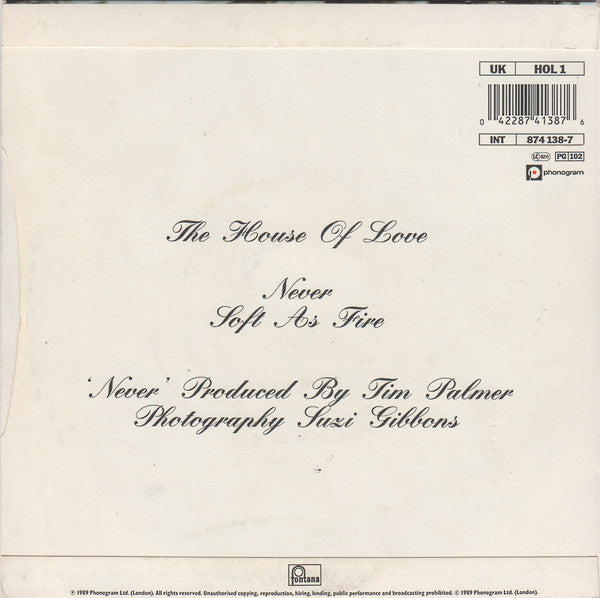 House Of Love - Never - Used Vinyl Record 7" image 2