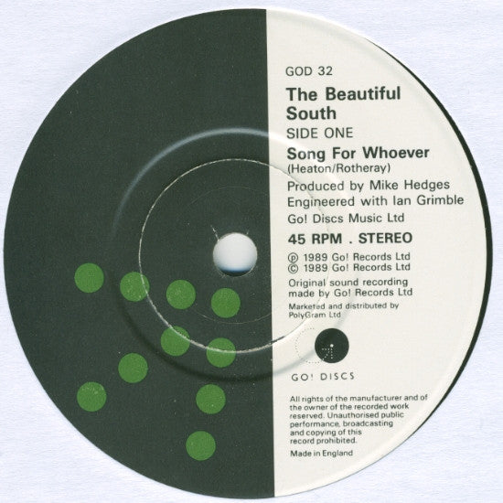 Beautiful South - Song For Whoever - Used Vinyl Record 7" image 3