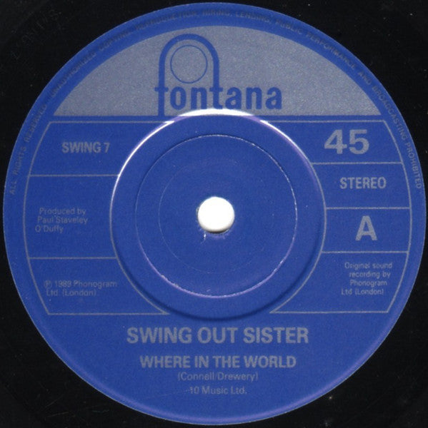 Swing Out Sister - Where In The World - Used Vinyl Record 7" image 3