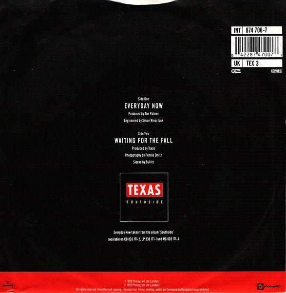 Texas - Everyday Now - Used Vinyl Record 7" image 2