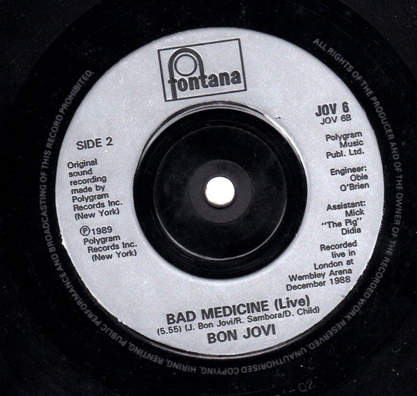 Bon Jovi - Lay Your Hands On Me - Used Vinyl Record 7" image 4