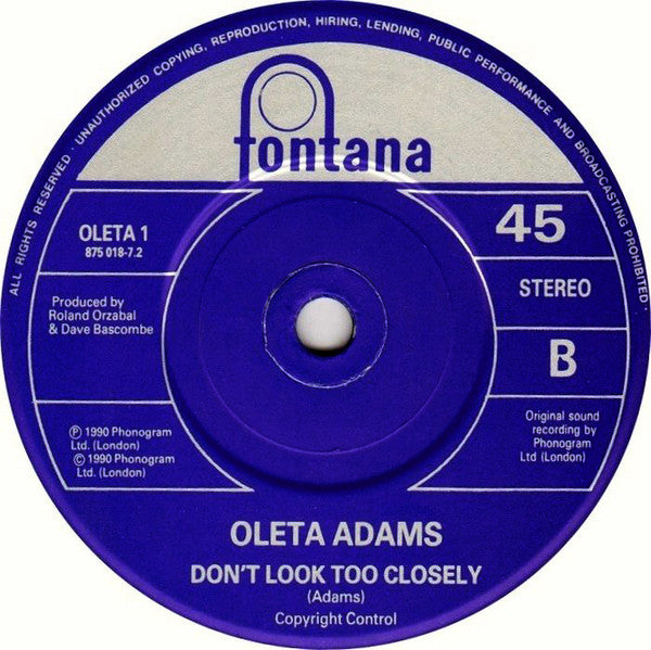 Oleta Adams - Rhythm Of Life - Used Vinyl Record 7" image 4