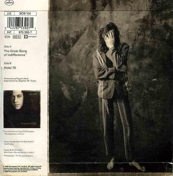 Bob Geldof - Great Song Of Indifference - Used Vinyl Record 7" image 2