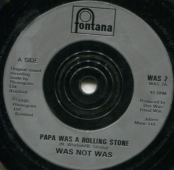 Was - Papa  A Rolling Stone - Used Vinyl Record 7" image 7