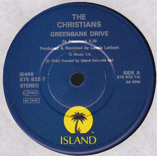 Christians - Greenbank Drive - Used Vinyl Record 7" image 7