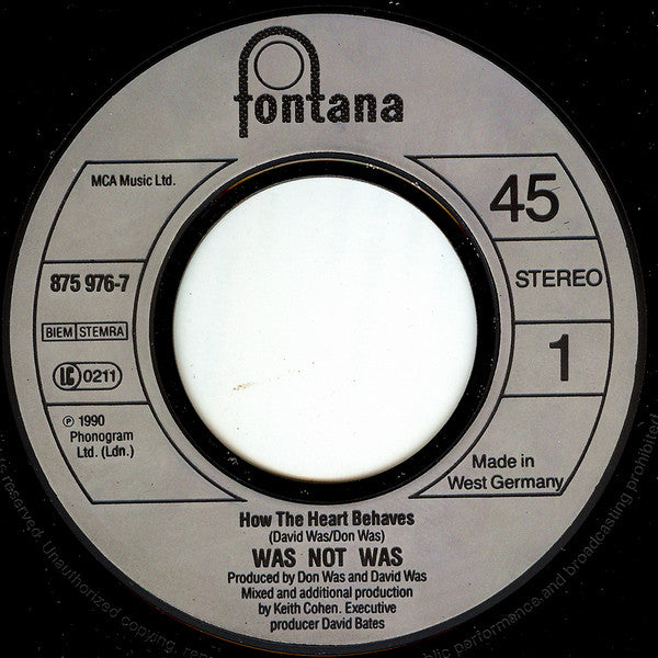 Was - How The Heart Behaves - Used Vinyl Record 7" image 3