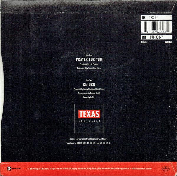 Texas - Prayer For You - Used Vinyl Record 7" image 2