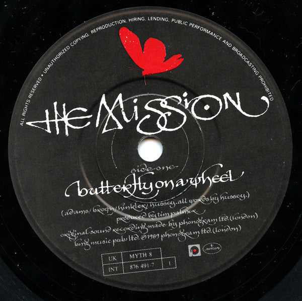 Mission - Butterfly On A Wheel - Used Vinyl Record 7" image 3