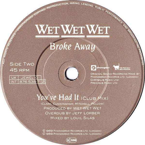 Wet Wet Wet - Broke Away - Used Vinyl Record 7" image 8