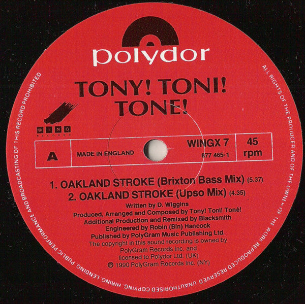 Tony! Toni! Tone! - Oakland Stroke - Used Vinyl Record 12" image 3