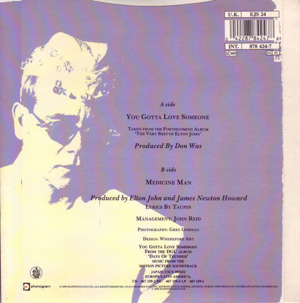 Elton John - You Gotta Love Someone - Used Vinyl Record 7" image 2