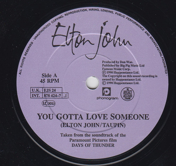 Elton John - You Gotta Love Someone - Used Vinyl Record 7" image 7