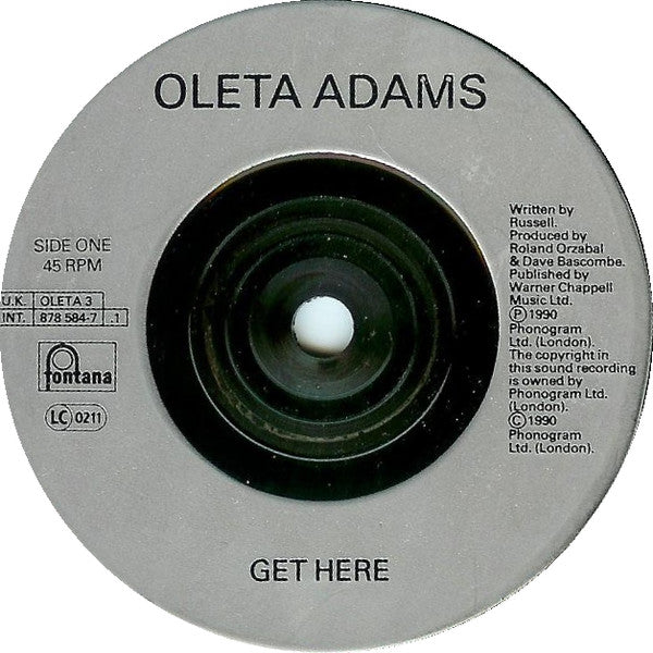 Oleta Adams - Get Here - Used Vinyl Record 7" image 3
