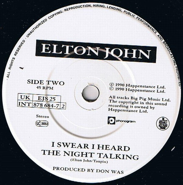 Elton John - Easier To Walk Away - Used Vinyl Record 7" image 4