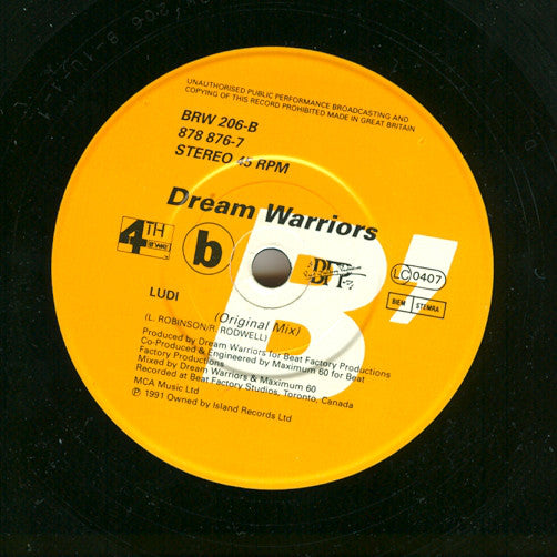 Dream Warriors - Ludi - Used Vinyl Record 7" image 8