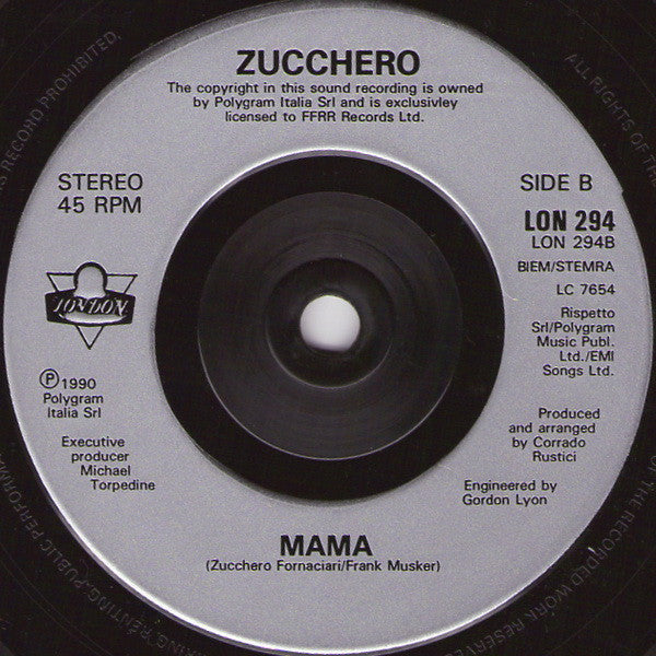 Zucchero - Senza Una Donna (Without A Woman) - Used Vinyl Record 7" image 4