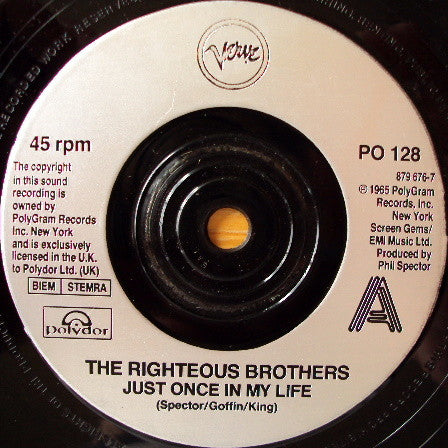 Righteous Brothers - Just Once In My Life - Used Vinyl Record 7" image 7