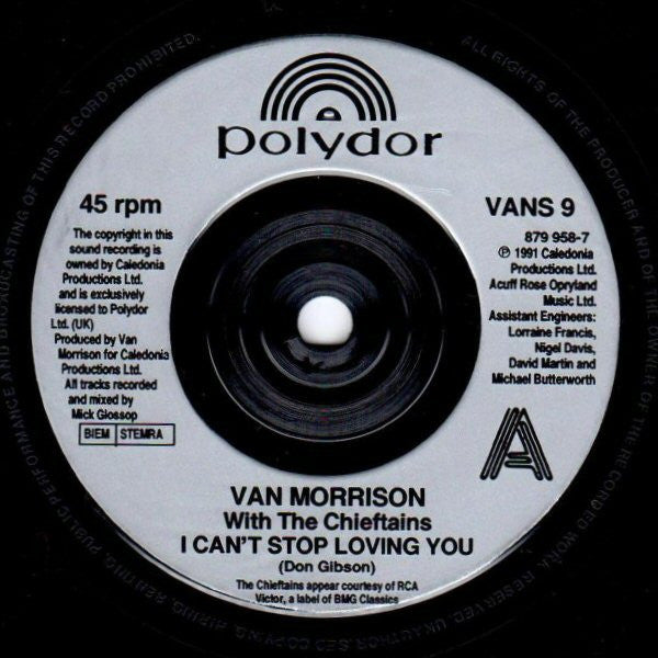 Van Morrison - I Can't Stop Loving You - Used Vinyl Record 7" image 3