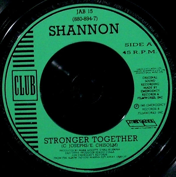 Shannon - Stronger Together - Used Vinyl Record 7" image 7