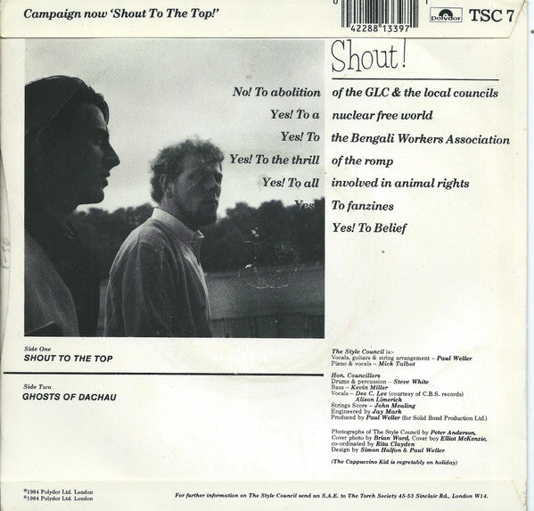 Style Council - Shout To The Top - Used Vinyl Record 7" image 2