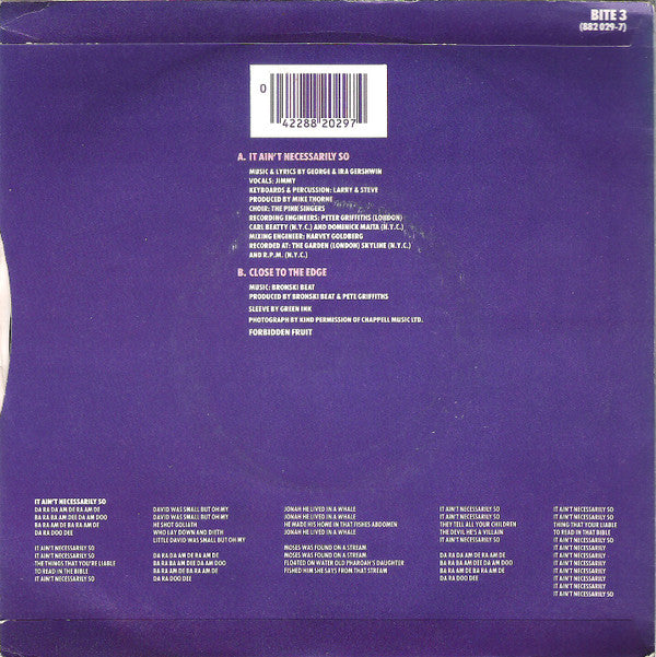 Bronski Beat - It Ain't Necessarily So - Used Vinyl Record 7" image 2