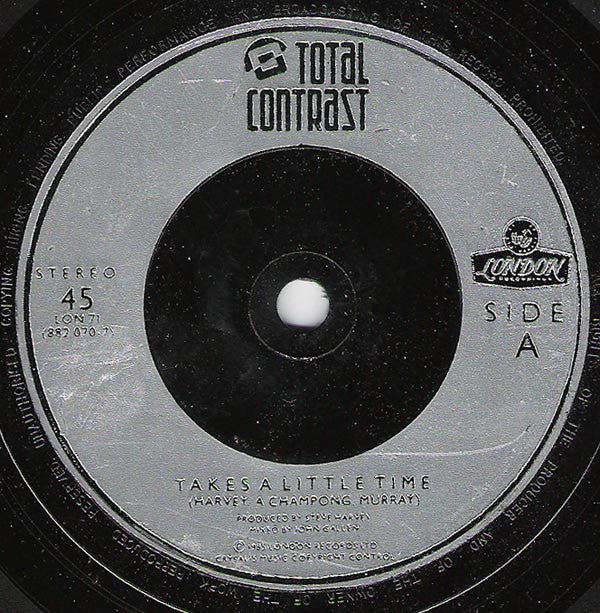 Total Contrast - Takes A Little Time - Used Vinyl Record 7" image 3