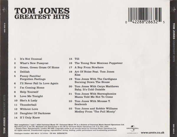 Tom Jones - Greatest Hits - Used CD image 2