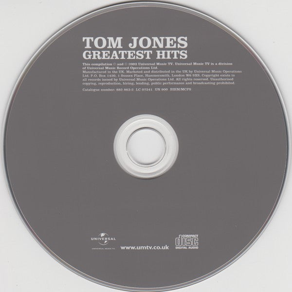 Tom Jones - Greatest Hits - Used CD image 3