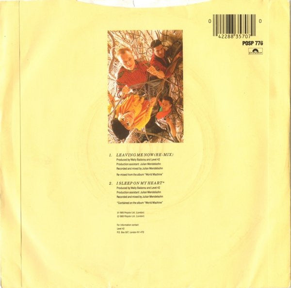 Level 42 - Leaving Me Now - Used Vinyl Record 7" image 2