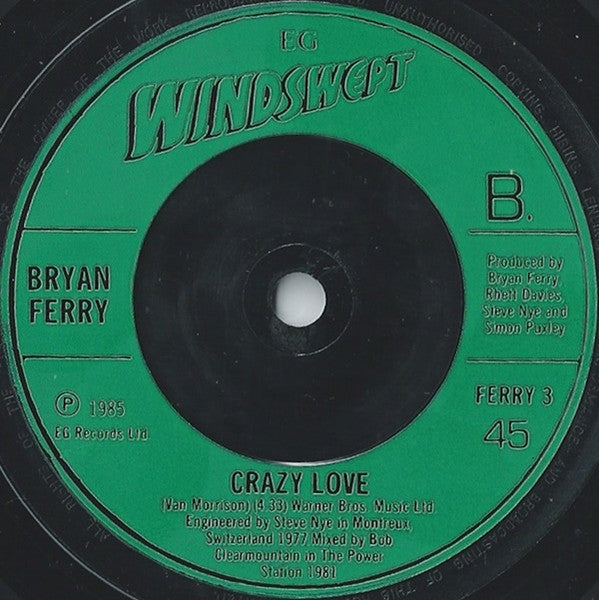 Bryan Ferry - Windswept - Used Vinyl Record 7" image 4