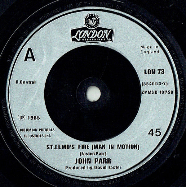 John Parr - St. Elmo's Fire (Man In Motion) - Used Vinyl Record 7" image 3