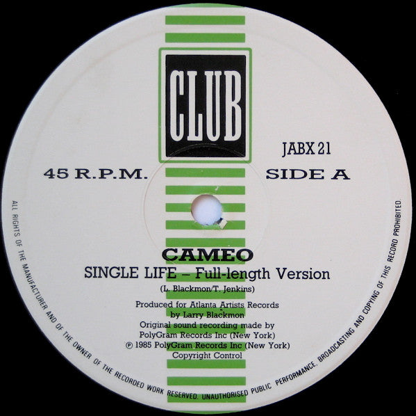Cameo - Single Life - Used Vinyl Record 12" image 3