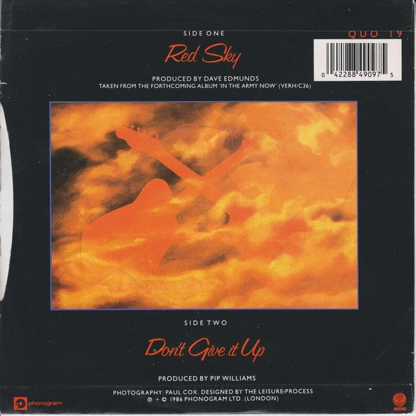 Status Quo - Red Sky - Used Vinyl Record 7" image 2