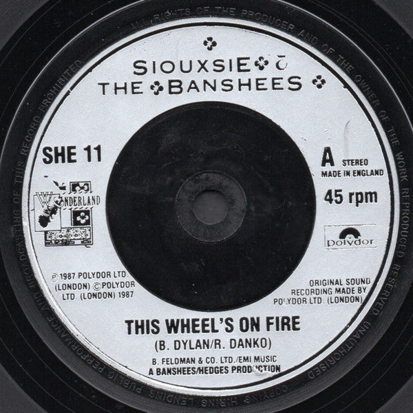 Siouxsie & The Bansh - This Wheel's On Fire - Used Vinyl Record 7" image 3