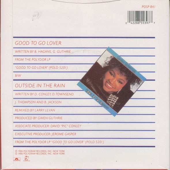 Gwen Guthrie - Good To Go Lover c/w Outside In The Rain - Used Vinyl R image 2
